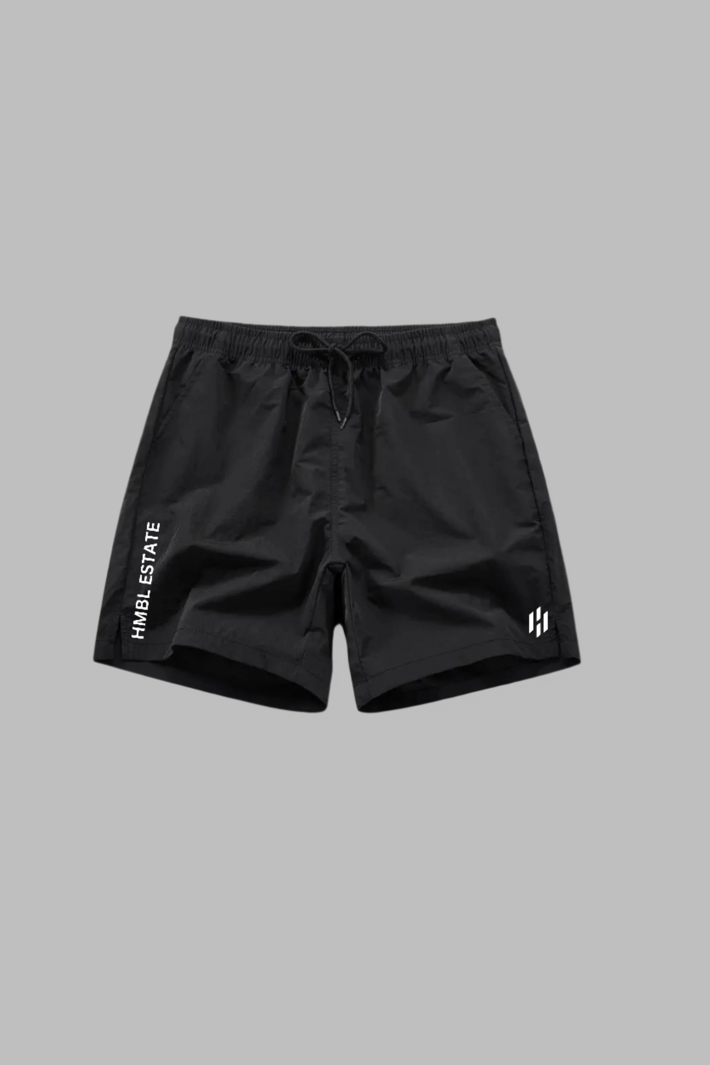 ''POWER'' athletic shorts—black