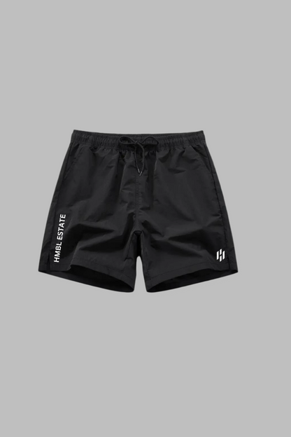 ''POWER'' athletic shorts—black