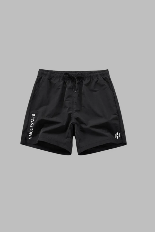 ''POWER'' athletic shorts—black